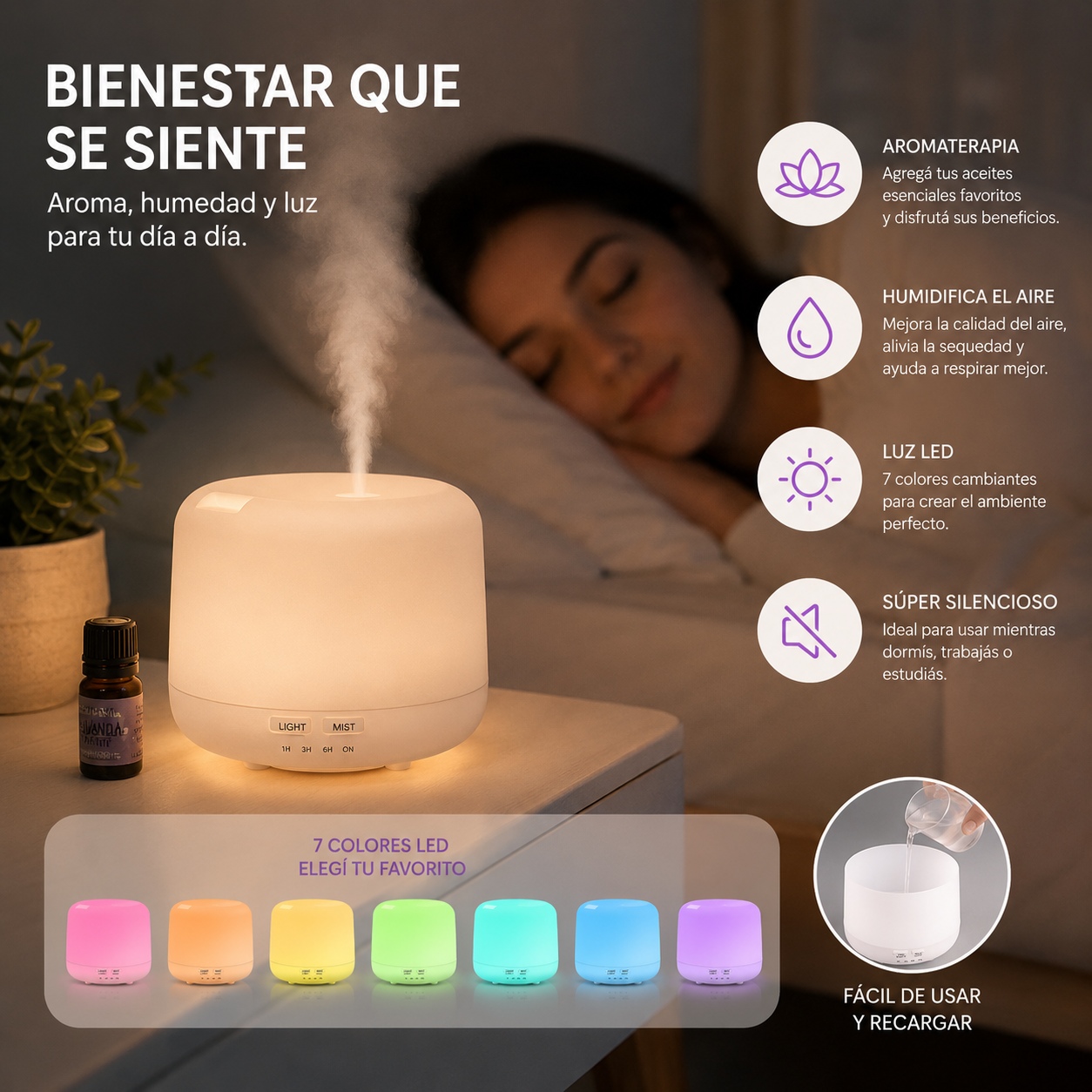 AuraMist™ LED Diffuser | Humidificador & Aromaterapia Premium