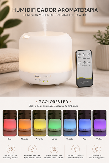 AuraMist™ LED Diffuser | Humidificador & Aromaterapia Premium